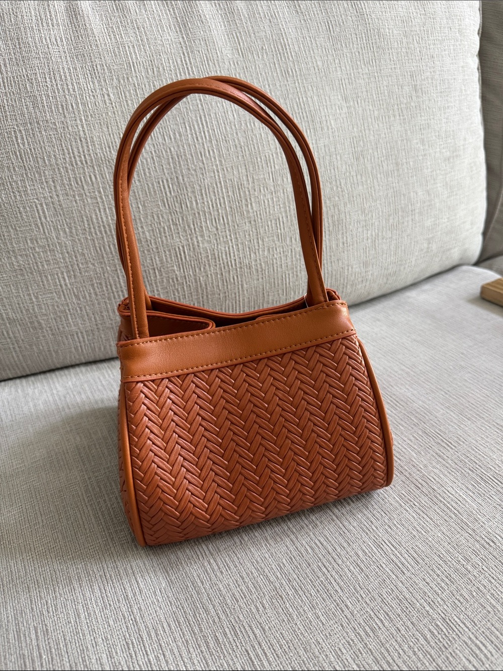 Anthropologie Woven Mini Handbag in Cognac NWT - Picture 3 of 10